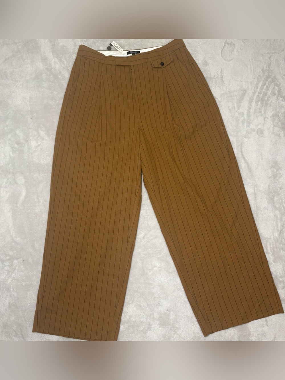 Madewell The Rosedale High Rise Straight Pant Brown Pinstripe Pleated Womens 14